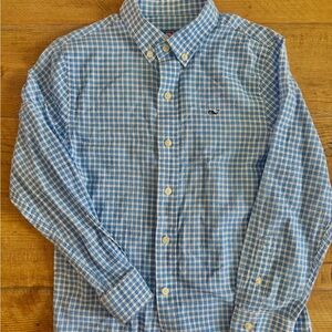 Vineyard Vines Boys Blue Check Button-Down size 7